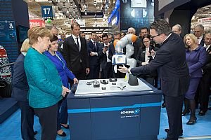 Angela Merkel Visits the SCHUNK Pavilion at Hannover Messe Angela Merkel Visits the SCHUNK Pavilion at Hannover Messe